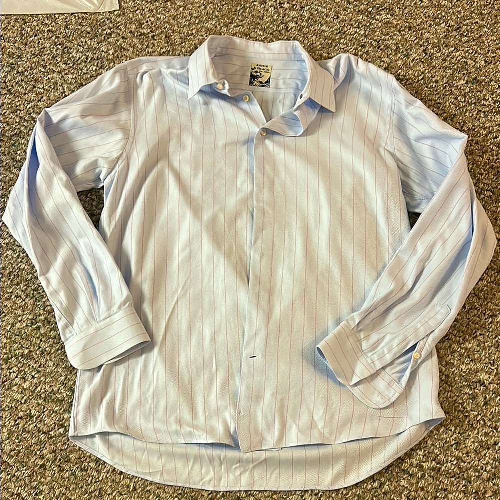 Elegant Light Blue Striped Men's Dress Shirt